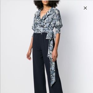 NWT! GANNI floral print wrap blouse